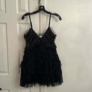 LoveShackFancy Black Jude Mini Dress